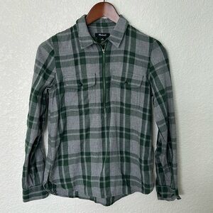 Madewell Flannel Green and Grey Longsleeve Shirt - XS